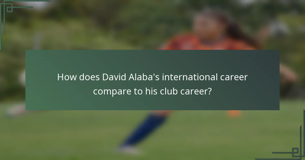 How does David Alaba's international career compare to his club career?