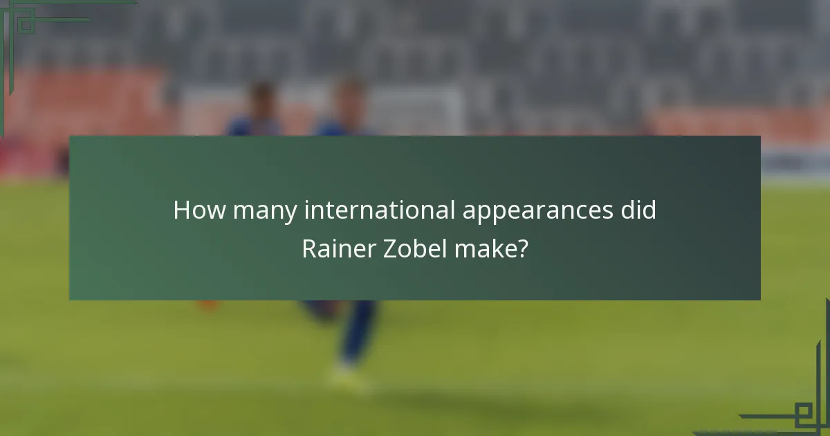How many international appearances did Rainer Zobel make?