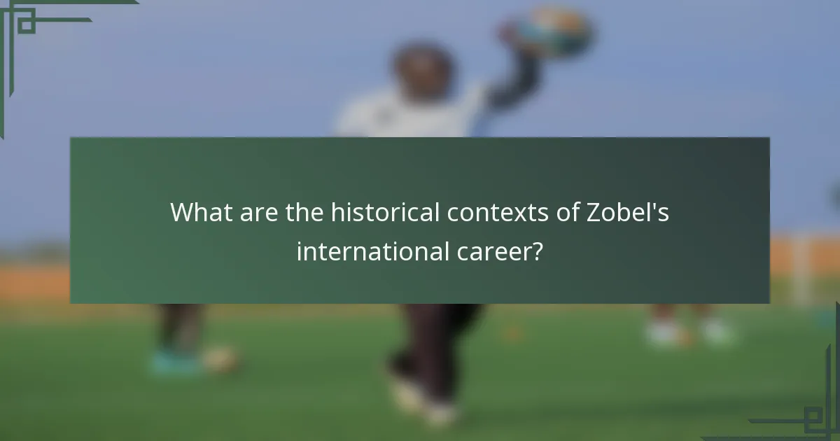 What are the historical contexts of Zobel's international career?
