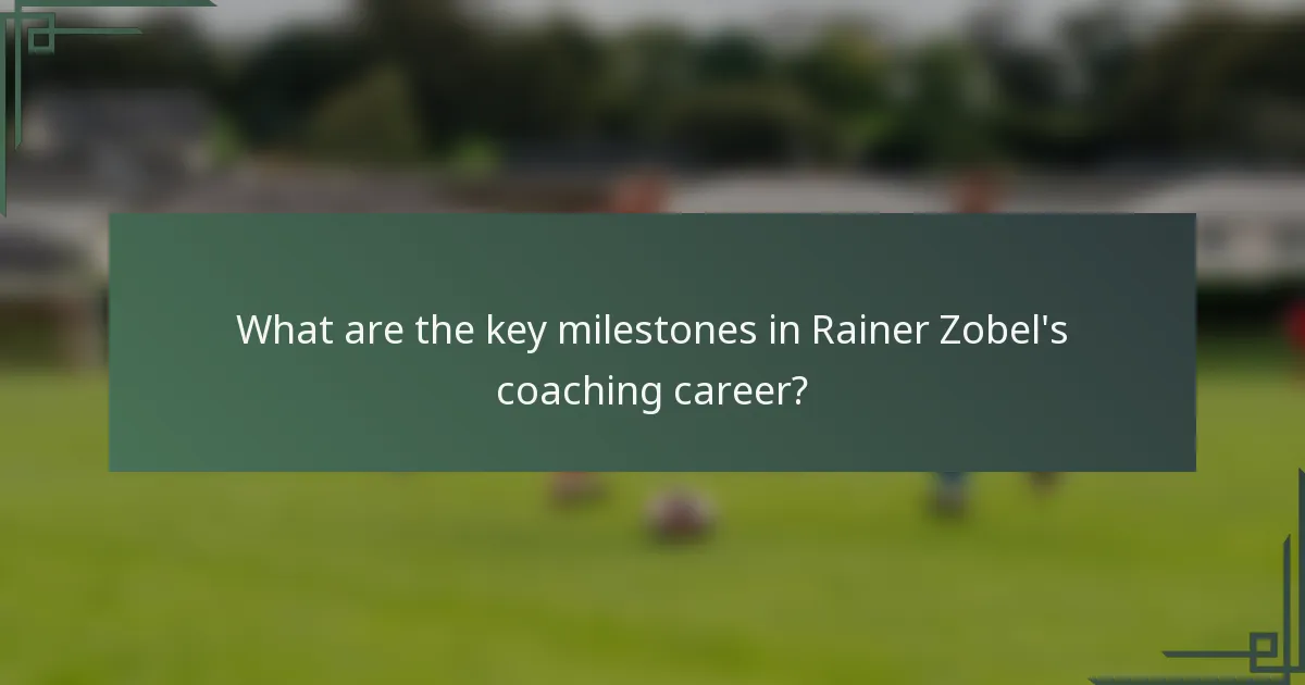 What are the key milestones in Rainer Zobel's coaching career?